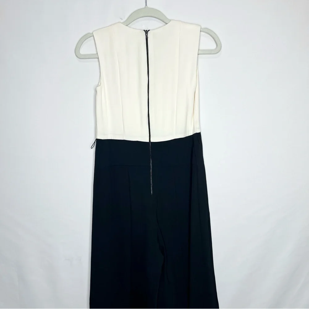 Narciso Rodriguez Silk & Scuba Two Toned Sleeveless Wide Leg Jumpsuit - Picture 5 of 5